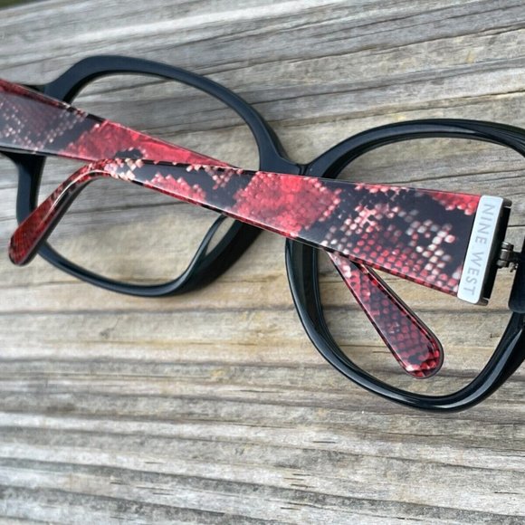 Nine West Women Eyeglasses/Sunglasses Frame Black Snake Print Arms Glasses Frame - Picture 4 of 13